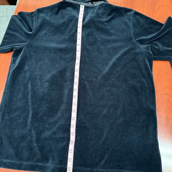 Liz Claiborne Petite Velour Blouse Deep Blue Velvet Button Shirt Size Med Petite - Picture 6 of 10
